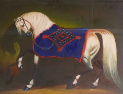 Lot 652 - Refahi (contemporary), a stabled grey horse...