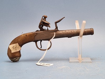 Lot 1846 - A flintlock cannon barrel pistol by King...