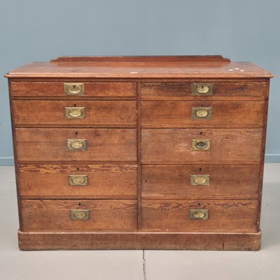 Lot 422 - A Victorian pitch pine chest with an unusual...