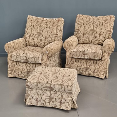 Lot 938 - A pair of modern armchairs and a matching...