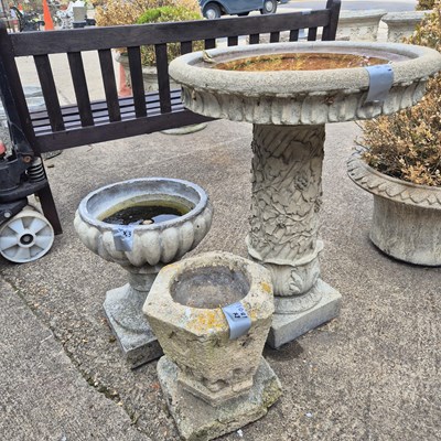 Lot 1081 - A large reconstituted stone bird bath, a...
