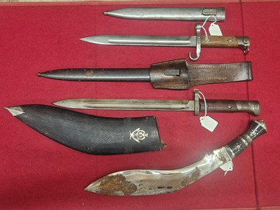 Lot 1902 - An 1895 pattern Austrian bayonet, a regimental...
