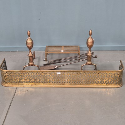 Lot 505 - A group of antique fireplace tools etc,...