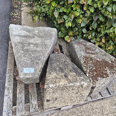 Lot 1123 - Three antique staddle stone bases.
