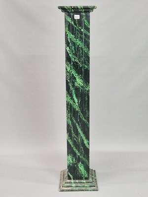 Lot 822 - A green marbled wooden column of square...