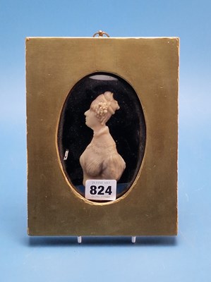 Lot 824 - A gilt framed wax profile of Mrs Robert Mutrie...