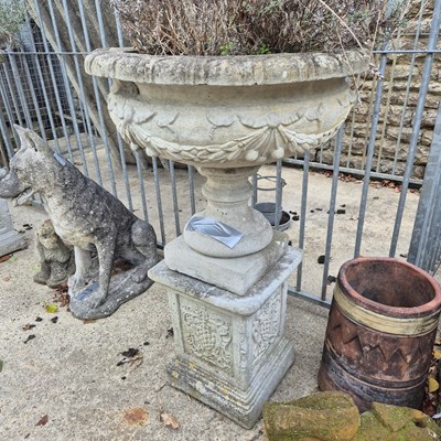 Lot 1114a - A pair of pedestal mounted garden urns...