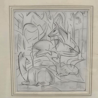 Lot 981 - Attributed to Franz Marc (1880-1916), deer in...