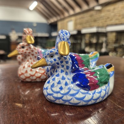 Lot 259 - Herend Hungary porcelain- two pairs of ducks,...