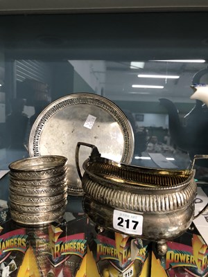 Lot 217 - A silver two handled sugar, a silver waiter...