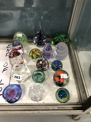 Lot 263 - A collection of sixteen glass paperweights