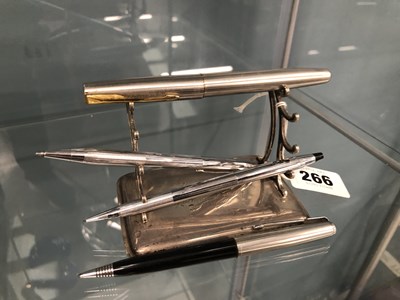 Lot 266 - A Chester silver presentation pen rack,...