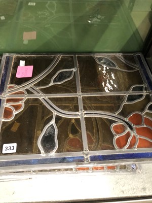 Lot 333 - Three panels of floral leaded glass