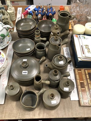 Lot 445 - Langley khaki stoneware, tea and coffee jugs...