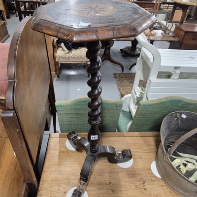 Lot 845 - A 19th-century tall lamp table with inlaid...