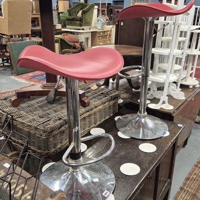 Lot 855 - Two retro chrome based stools.