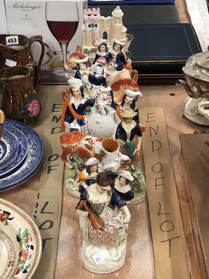 Lot 454 - Seven various Staffordshire flatback figures