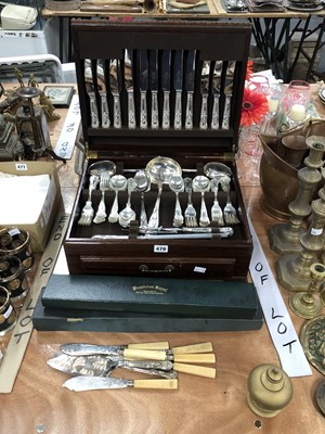 Lot 478 - A mahogany canteen of electroplate kings...