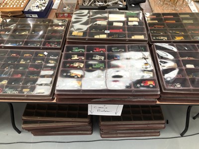 Lot 535 - Ten wooden display trays of die cast vehicles...