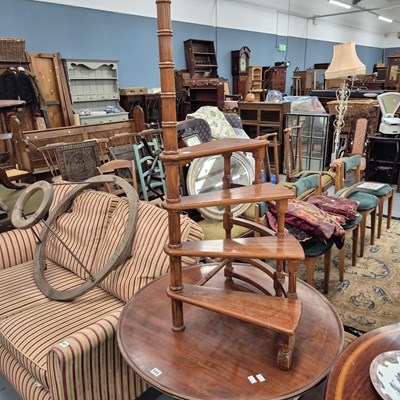 Lot 696 - Antique style library steps.