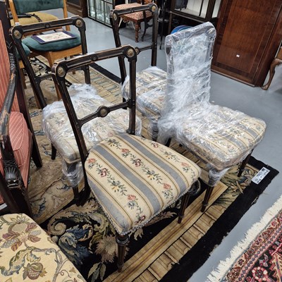 Lot 726 - A set of four late Victorian salon side chairs...