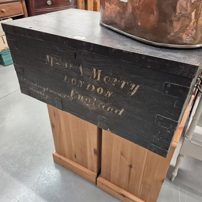 Lot 1218 - An antique teak cabin trunk