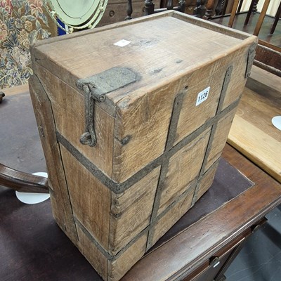 Lot 1126 - An iron bound hardwood box