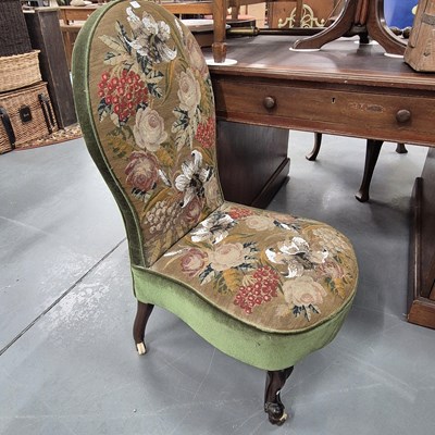 Lot 1127 - A Victorian beadwork upholstered nursing chair