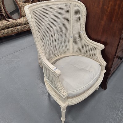 Lot 1149 - A french painted frame bergere armchair