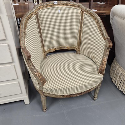 Lot 1185 - A French show frame tub chair.