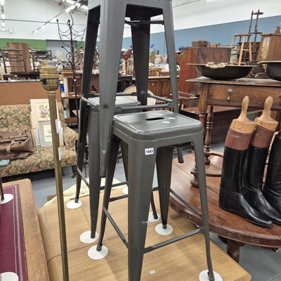 Lot 1043 - Three retro style steel stools