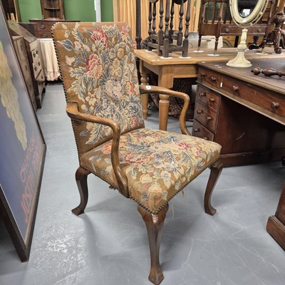 Lot 1083 - A 19th-century tapestry upholstered armchair