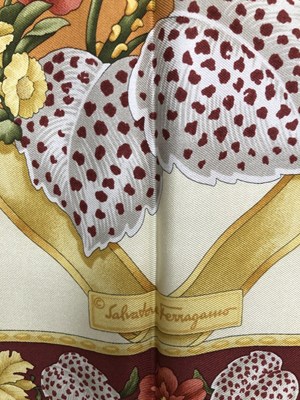 Lot 150 - A Salvatore Ferragamo silk horse print scarf
