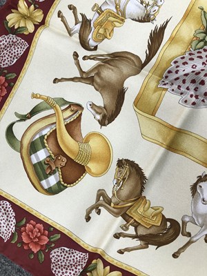 Lot 150 - A Salvatore Ferragamo silk horse print scarf