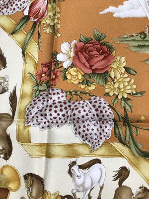Lot 150 - A Salvatore Ferragamo silk horse print scarf