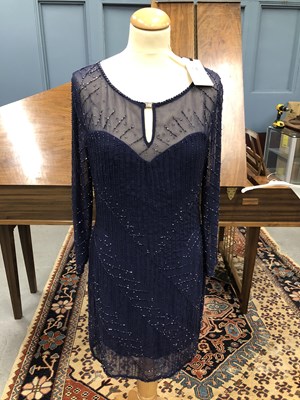 Lot 144 - Clothing - Reiss blue beaded dress UK size 10,...