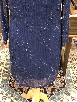 Lot 144 - Clothing - Reiss blue beaded dress UK size 10,...