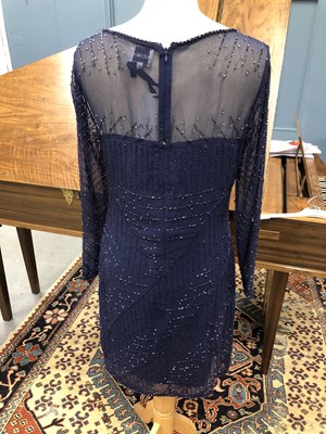 Lot 144 - Clothing - Reiss blue beaded dress UK size 10,...