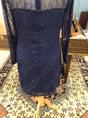 Lot 144 - Clothing - Reiss blue beaded dress UK size 10,...