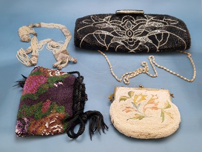 Lot 246 - An antique beadwork "flapper" long necklace, a...