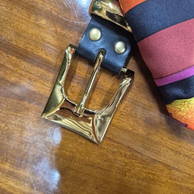 Lot 141 - Versace silk scarf belt with Medusa buttons.
