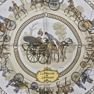 Lot 142 - Hermès - La Promenade de Longchamps silk scarf.