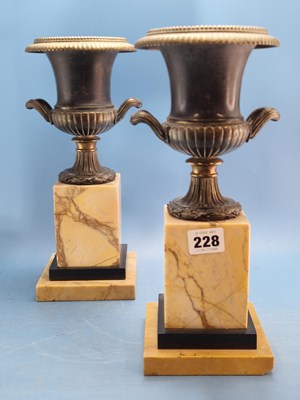 Lot 228 - A pair of bronze and marble grand-tour style...