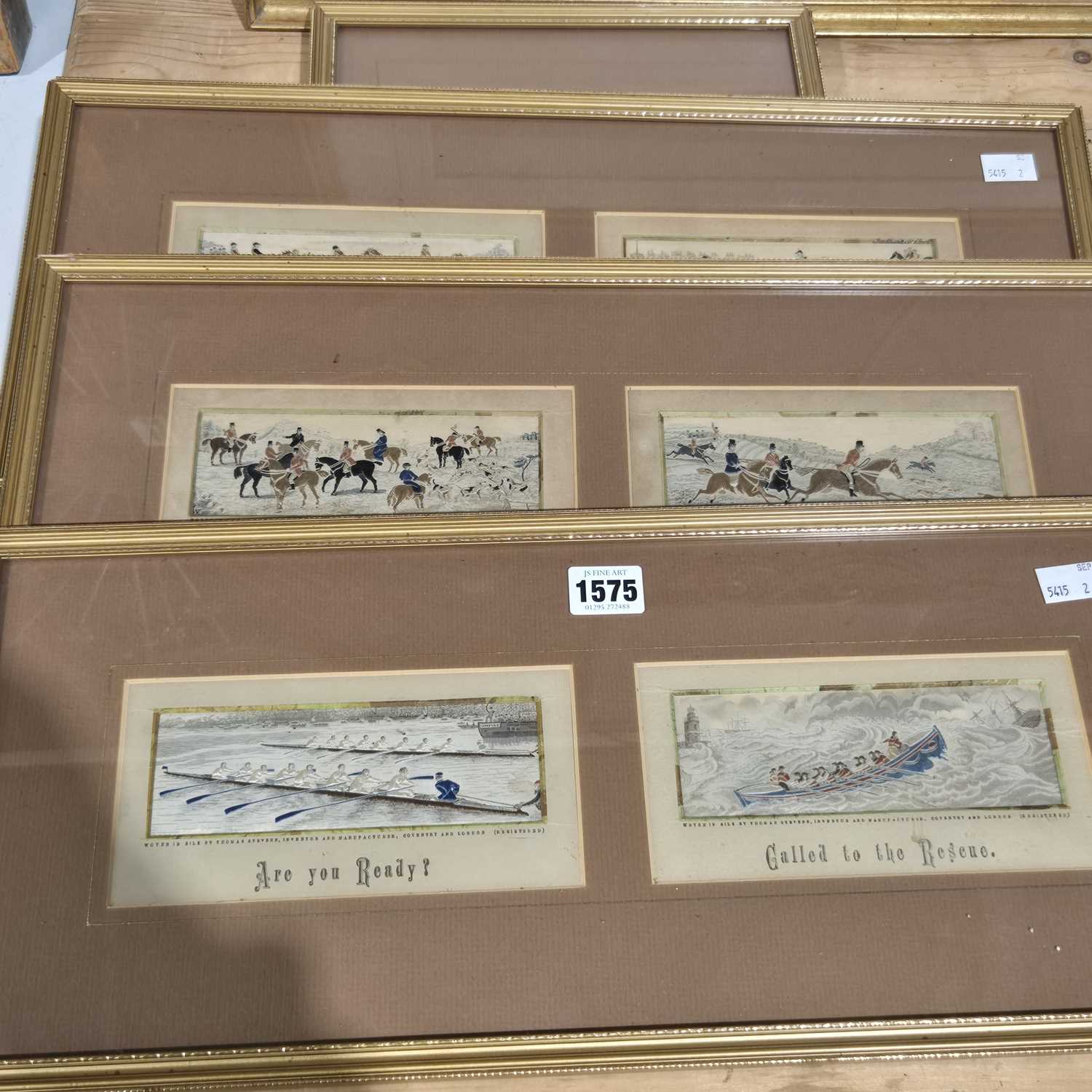 Lot 1575 - A set of seven Thomas Stevens woven silk...