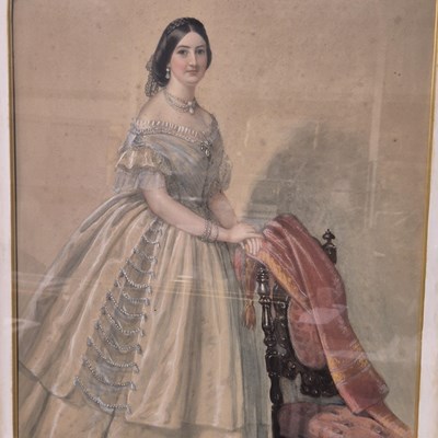 Lot 1592 - A large late Victorian pastel study of a lady...
