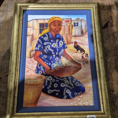 Lot 1593 - Two 20th century eastern oil paintings. signed...