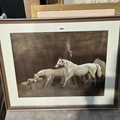 Lot 1628 - Print of White Stallions signed by the artist...