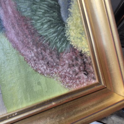Lot 1636 - An oil on board and two prints