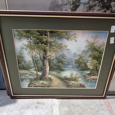 Lot 1636 - An oil on board and two prints