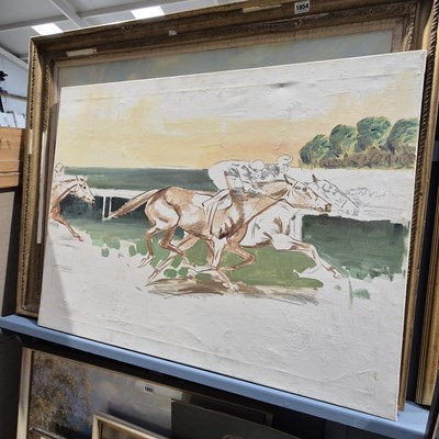 Lot 1654 - A large 20th-century oil on canvas, "The Horse...